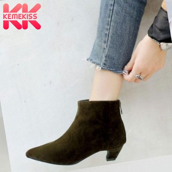 boots kemekiss fashion women ankle pointed toe thick heel zipper flock shoes casual solid color ladies footwear size 32-43, Black
boots kemekiss fashion women ankle pointed toe thick heel zipper flock shoes casual solid color ladies footwear size 32-43, Black
