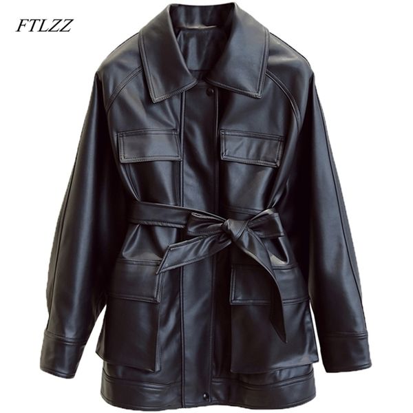 ftlzz slim pu women faux leather vintage motor biker jackets elegant tie belt waist pockets buttons coats y201012, Black;brown
ftlzz slim pu women faux leather vintage motor biker jackets elegant tie belt waist pockets buttons coats y201012, Black;brown