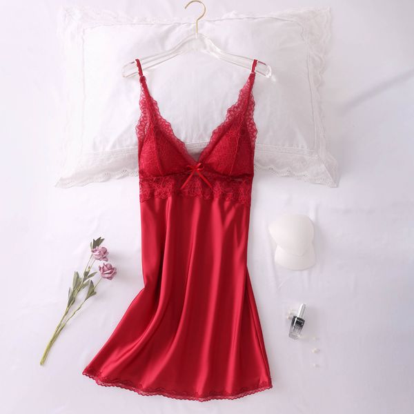 satin nightgown women suspender skirt sleepwear silky spaghetti strap nightdress with lace nightwear home wear night shirt, Black;red
satin nightgown women suspender skirt sleepwear silky spaghetti strap nightdress with lace nightwear home wear night shirt, Black;red