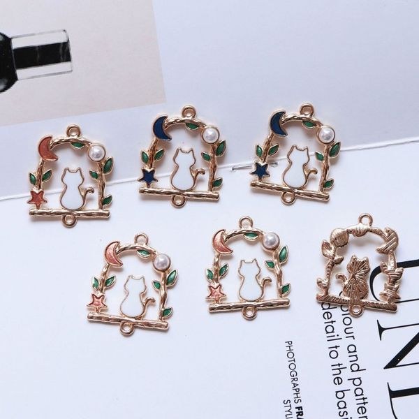 120pcs enamel moon cat connector charm for jewelry making earring pendant fashion charm bracelet charm animal pendants, Bronze;silver
120pcs enamel moon cat connector charm for jewelry making earring pendant fashion charm bracelet charm animal pendants, Bronze;silver