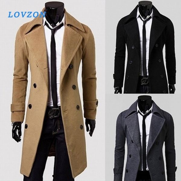 long slim men wool trench coat double-breasted lapel windbreaker male fashion autumn winter coat long design trench male, Black
long slim men wool trench coat double-breasted lapel windbreaker male fashion autumn winter coat long design trench male, Black