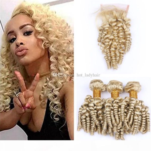 color 613 blonde funmi curly human hair bundles with lace closure spiral curls virgin hair weave extensions with closure bouncy curly hair, Black;brown
color 613 blonde funmi curly human hair bundles with lace closure spiral curls virgin hair weave extensions with closure bouncy curly hair, Black;brown