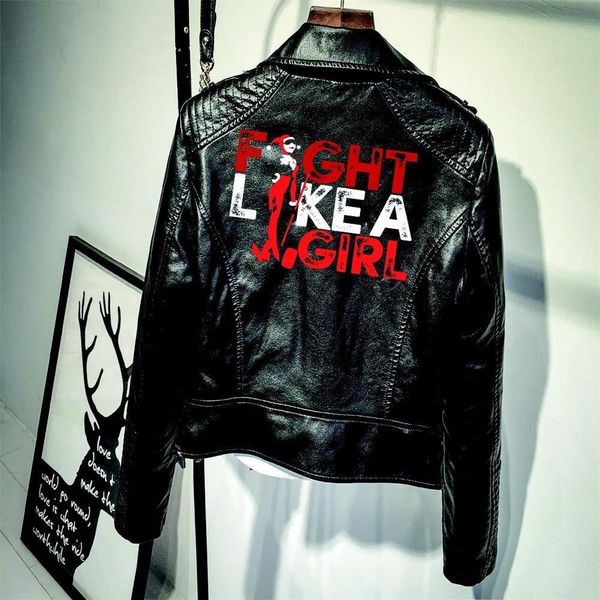 womens faux leather jacket fight like a girl moto biker jacket short coat jacket harley quinn slim zipper, Black;brown
womens faux leather jacket fight like a girl moto biker jacket short coat jacket harley quinn slim zipper, Black;brown