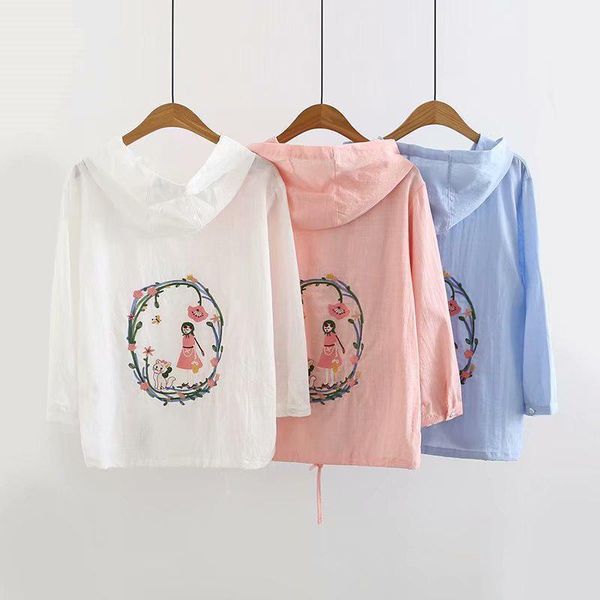 women's jackets 2021 women cute girls embroidery hooded jacket summer casual single breasted short coats ladies loose thin harajuku out, Black;brown
women's jackets 2021 women cute girls embroidery hooded jacket summer casual single breasted short coats ladies loose thin harajuku out, Black;brown