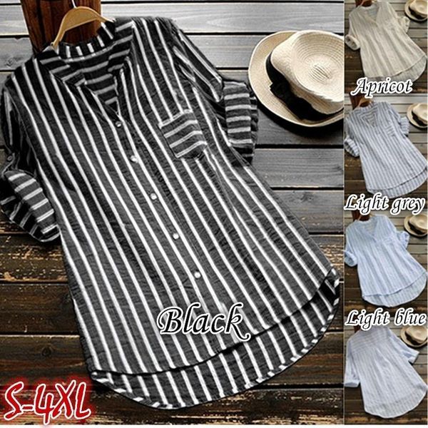 women's blouses & shirts zogaa 2021 s-5xl plus size women casual v-neck striped regular summer short sleeve ladies, White
women's blouses & shirts zogaa 2021 s-5xl plus size women casual v-neck striped regular summer short sleeve ladies, White