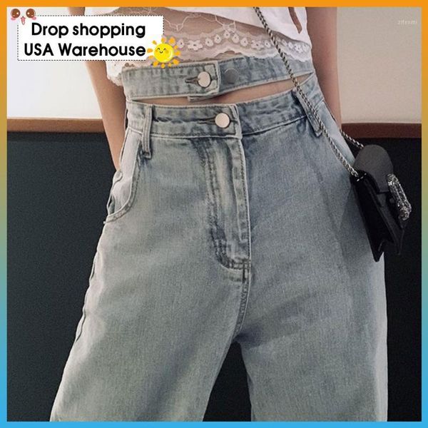 women's high-waist wide-leg jeans 2020 summer elegant dad pants thin design pants loose straight trousers1, Blue
women's high-waist wide-leg jeans 2020 summer elegant dad pants thin design pants loose straight trousers1, Blue