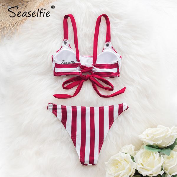 seaselfie red and white stripe low-waisted bikini sets lace up swimsuit two pieces swimwear women 2020 beach bathing suits y1120, White;black
seaselfie red and white stripe low-waisted bikini sets lace up swimsuit two pieces swimwear women 2020 beach bathing suits y1120, White;black