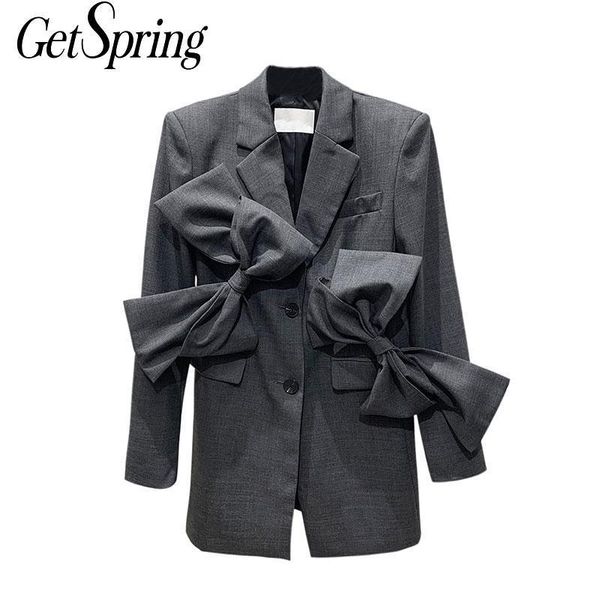 getspring women blazer bow patchwork women blazers jackets black gray casual vintage womens blazers long sleeve 2020 fashion, White;black
getspring women blazer bow patchwork women blazers jackets black gray casual vintage womens blazers long sleeve 2020 fashion, White;black
