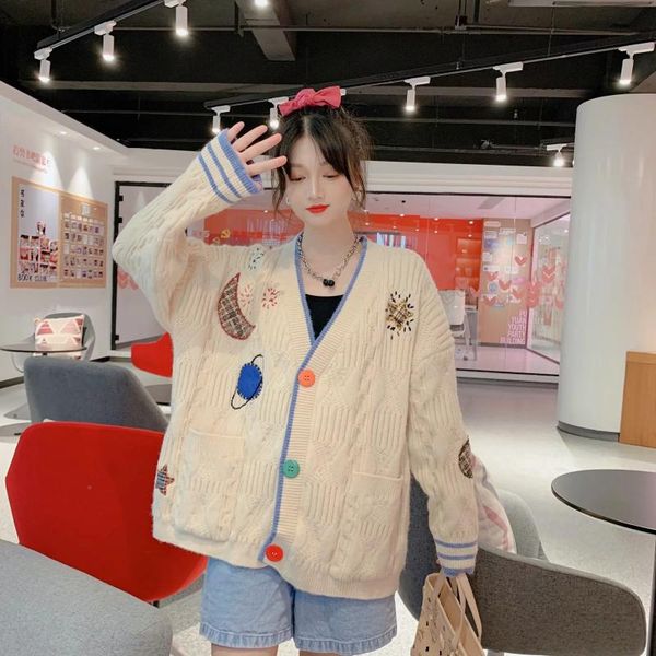 women's knits & tees 2021 autumn winter women sweater cardigan v neck fashion patchwork kintted cute female casual loose lazy style, White
women's knits & tees 2021 autumn winter women sweater cardigan v neck fashion patchwork kintted cute female casual loose lazy style, White