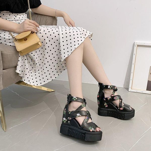 women's sandals high-heeled casual women's shoes vamp flower print comfortable and sweet beauty sandals, Black
women's sandals high-heeled casual women's shoes vamp flower print comfortable and sweet beauty sandals, Black