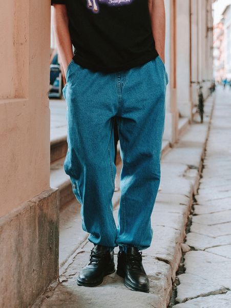 men press button side jogger jeans 11hv#, Blue 
men press button side jogger jeans 11hv#, Blue