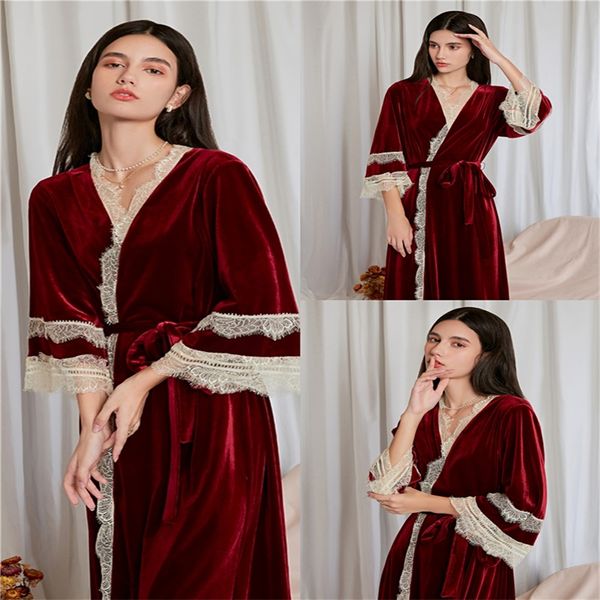velvet night gown ruched lace bride sleepwear robes with sash chic v neck long sleeves custom made dressing pajamas, White;pink
velvet night gown ruched lace bride sleepwear robes with sash chic v neck long sleeves custom made dressing pajamas, White;pink
