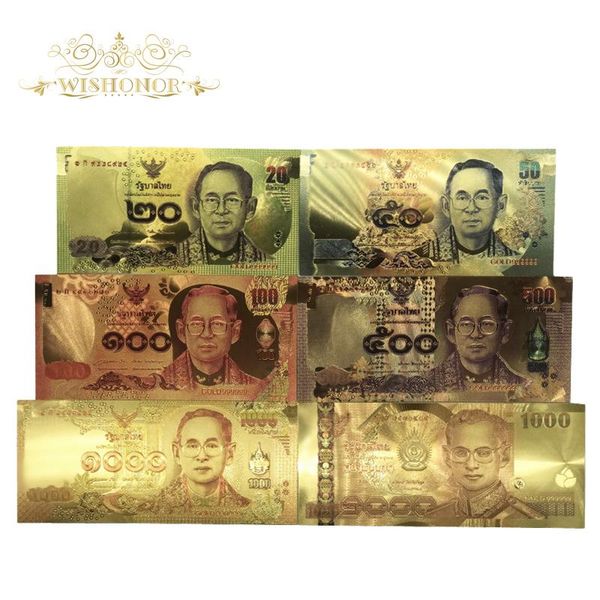 6pcs lot 24k color thailand banknotes 20 50 100 500 1000 baht gold foil banknote in 24k gold plated paper money for collection wmtlil
6pcs lot 24k color thailand banknotes 20 50 100 500 1000 baht gold foil banknote in 24k gold plated paper money for collection wmtlil