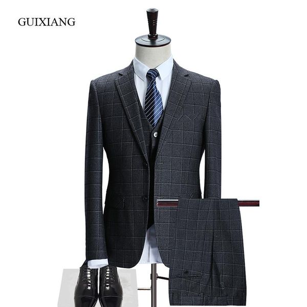 2020 new spring and autumn style men's suits high-quality business casual slim plaid three piece suits (jacket, vest and pants, White;black
2020 new spring and autumn style men's suits high-quality business casual slim plaid three piece suits (jacket, vest and pants, White;black