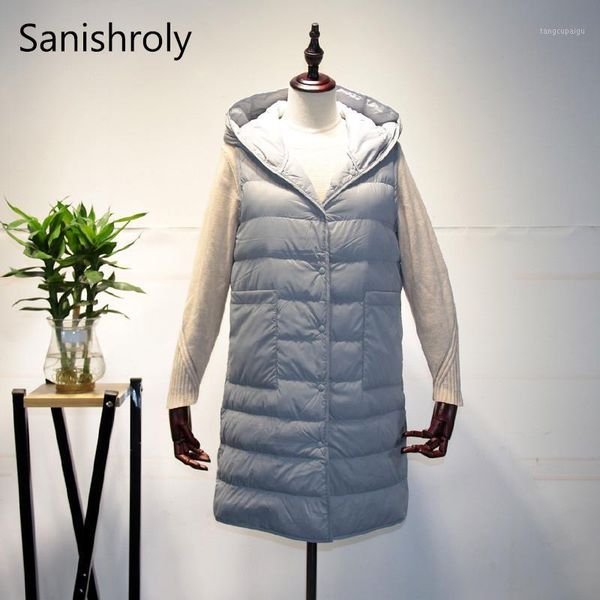sanishroly spring winter women hooded sleeveless waistcoat ultra light duck down vest female midi long down coat parka s4161, Black;white
sanishroly spring winter women hooded sleeveless waistcoat ultra light duck down vest female midi long down coat parka s4161, Black;white
