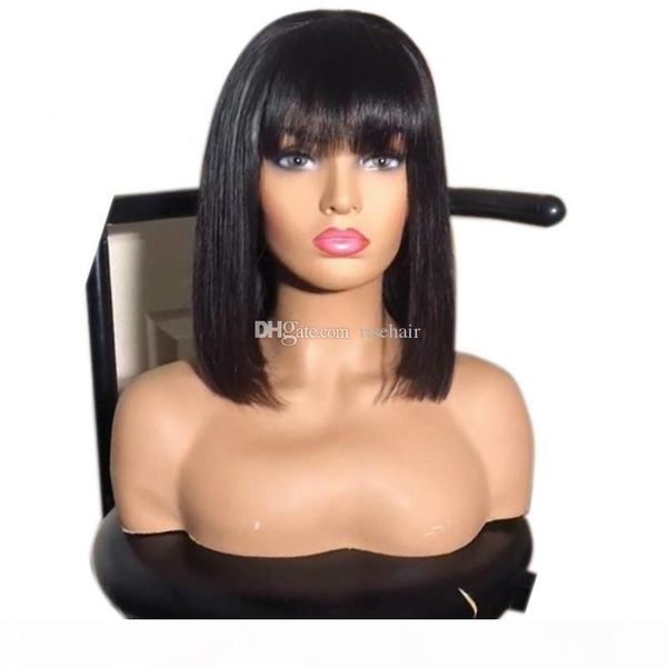 short bob lace wigs with bangs brazilian virgin hair straight lace front human hair wigs for black women swiss lace frontal wigs, Black;brown
short bob lace wigs with bangs brazilian virgin hair straight lace front human hair wigs for black women swiss lace frontal wigs, Black;brown