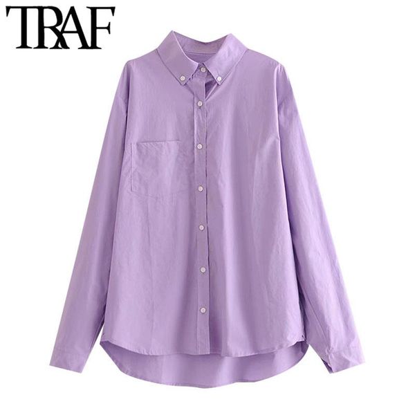 women's blouses & shirts traf women fashion with pockets loose irregular vintage long sleeve button-up female chic, White
women's blouses & shirts traf women fashion with pockets loose irregular vintage long sleeve button-up female chic, White