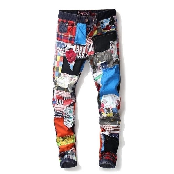 autumn winter men's patchwork ripped embroidered stretch jeans trendy holes straight denim trouers 201111, Blue
autumn winter men's patchwork ripped embroidered stretch jeans trendy holes straight denim trouers 201111, Blue
