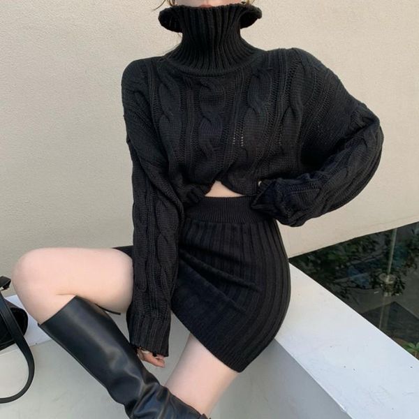 women's tracksuits 2021 autumn winter arrived two piece set women twist knit turtleneck long-sleeved short sweater + mini skirts suit, Gray
women's tracksuits 2021 autumn winter arrived two piece set women twist knit turtleneck long-sleeved short sweater + mini skirts suit, Gray