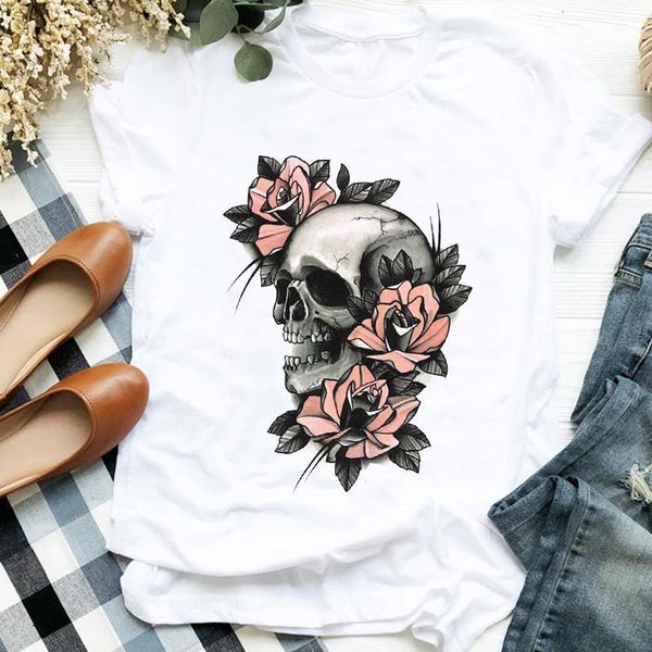women lady scary floral skull 90s fall autumn halloween print tshirt female t tee womens shirt clothes graphic t-shirt, White
women lady scary floral skull 90s fall autumn halloween print tshirt female t tee womens shirt clothes graphic t-shirt, White
