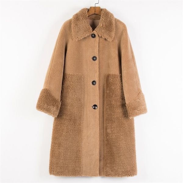 women winter coat turn down collar fur women long jacket coat leather inner patchwork feece coat casaco feminino lj201202, Black
women winter coat turn down collar fur women long jacket coat leather inner patchwork feece coat casaco feminino lj201202, Black