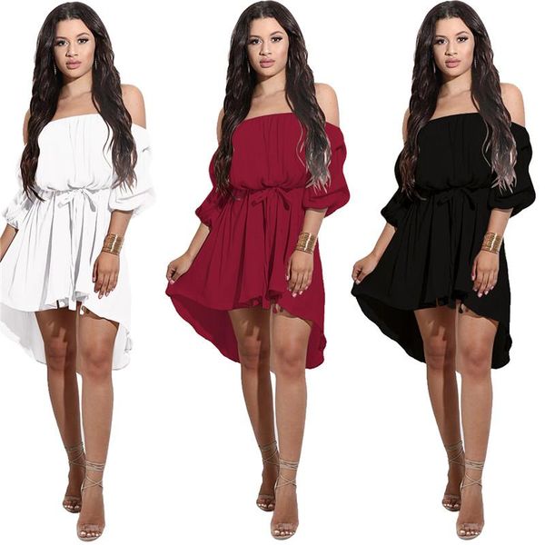 party dresses off shoulder slash neck women dress summer style strapless irregular hem bow mini vestidos sundress beach, White;black
party dresses off shoulder slash neck women dress summer style strapless irregular hem bow mini vestidos sundress beach, White;black