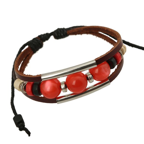 pretty red beads manual braided leather bracelets adjustable genuine leather lucky bangles for women men couple wrist jewelrys, Golden;silver
pretty red beads manual braided leather bracelets adjustable genuine leather lucky bangles for women men couple wrist jewelrys, Golden;silver