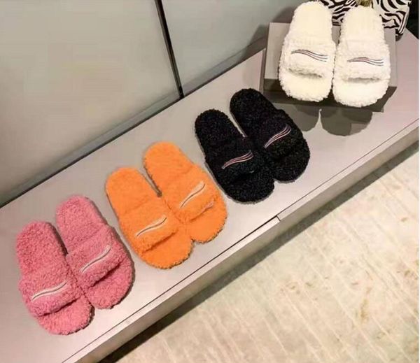trendy wool slippers solid color embroidery flip flops flop winter puff original rubber non slip wear-resistant bottom fluffy sheep leather, Black
trendy wool slippers solid color embroidery flip flops flop winter puff original rubber non slip wear-resistant bottom fluffy sheep leather, Black