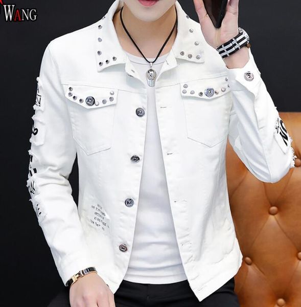 really spring 2020 men's denim jacket south korea version of the men's hole denim trend rivet jacket jacket top, Black;brown
really spring 2020 men's denim jacket south korea version of the men's hole denim trend rivet jacket jacket top, Black;brown
