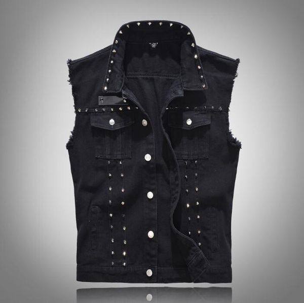 denim vest men's punk rock style rivet cowboy black jeans jacket waistcoat edge male motorcycle jacket sleeveless tanks, Black;white
denim vest men's punk rock style rivet cowboy black jeans jacket waistcoat edge male motorcycle jacket sleeveless tanks, Black;white