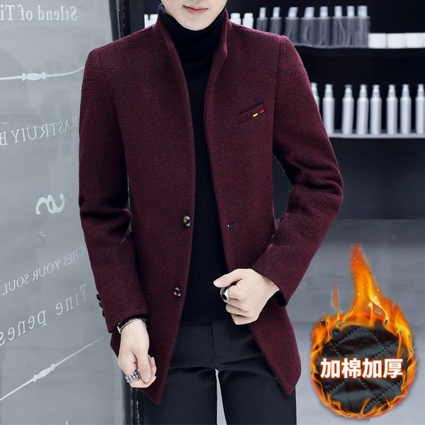 wool windbreaker mid long stand collar overcoat men's cotton thickened korean slim autumn and winter woolen cloth, Tan;black
wool windbreaker mid long stand collar overcoat men's cotton thickened korean slim autumn and winter woolen cloth, Tan;black