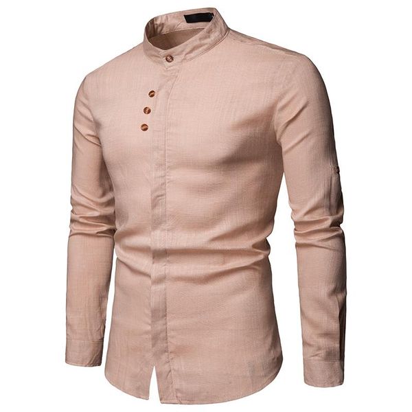 spring mens linen cotton stand collar button long sleeves shirt male casual shirts c87, White;black 
spring mens linen cotton stand collar button long sleeves shirt male casual shirts c87, White;black