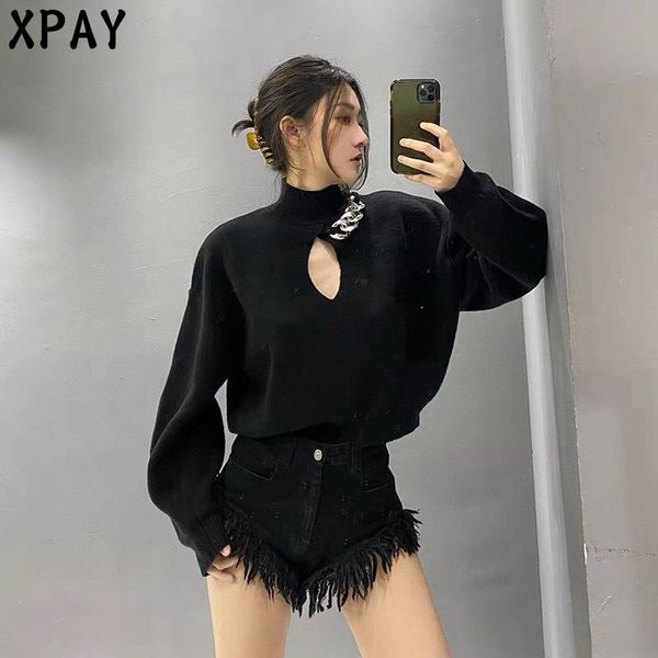 women's sweaters 2021 autumn one piece sweater women winter streetwear hollow out chains woman knit jumper pullover pull femme, White;black
women's sweaters 2021 autumn one piece sweater women winter streetwear hollow out chains woman knit jumper pullover pull femme, White;black
