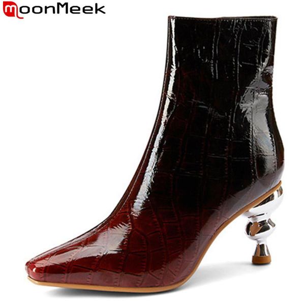 boots moonmeek 2021 genuine leather women pointed toe ankle high heels prom ladies autumn winter, Black
boots moonmeek 2021 genuine leather women pointed toe ankle high heels prom ladies autumn winter, Black