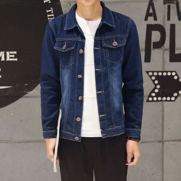 new solid color dark denim men's korean casual slim young long sleeve jacket fashion, Black;brown
new solid color dark denim men's korean casual slim young long sleeve jacket fashion, Black;brown