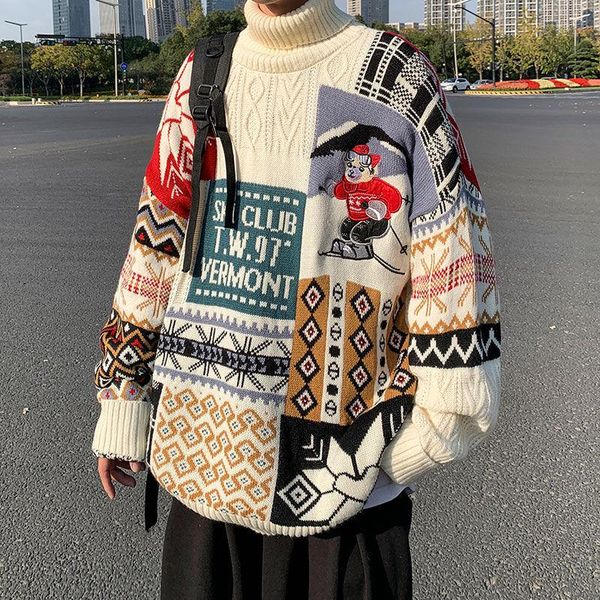 men's sweaters 2021 autumn and winter youth fashion hong kong style loose personality printed sweater casual high neck pullover, White;black
men's sweaters 2021 autumn and winter youth fashion hong kong style loose personality printed sweater casual high neck pullover, White;black
