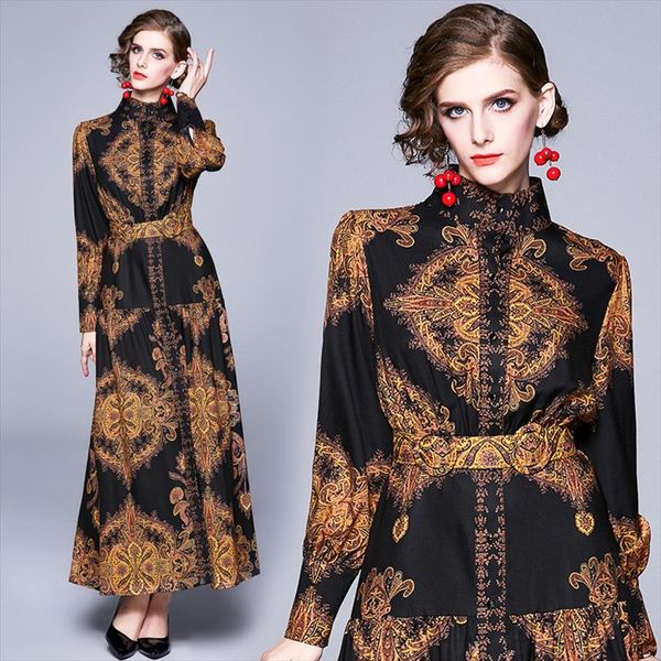 autumn runway winter long dresses 2020 women lantern sleeve vintage floral print casual maxi dress robe longue femme ete, Black;gray
autumn runway winter long dresses 2020 women lantern sleeve vintage floral print casual maxi dress robe longue femme ete, Black;gray
