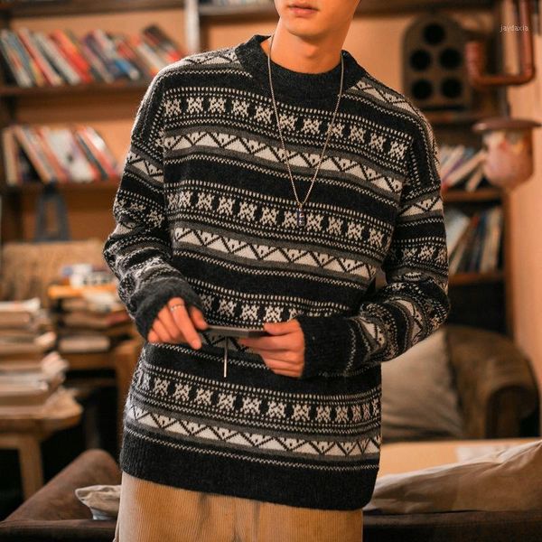 sweater winter men's new thick and warm men's round neck sweater jacquard loose men clothing 2020 korean fashion1, White;black
sweater winter men's new thick and warm men's round neck sweater jacquard loose men clothing 2020 korean fashion1, White;black