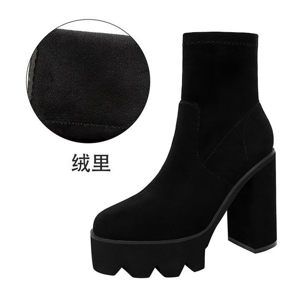 2021 new female fashionable super heels, low-fat dwaterproof platform, water suede, trim boots js8h, Black
2021 new female fashionable super heels, low-fat dwaterproof platform, water suede, trim boots js8h, Black