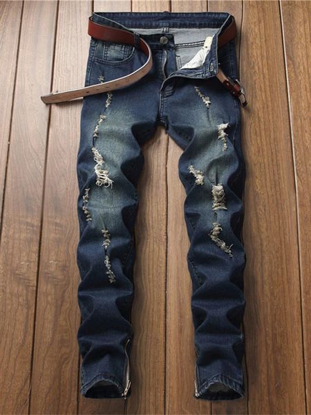 men's jeans ripped zipper feet skinny cotton stretch pants male casual fashion denim trousers joker tide motorcycle, Blue
men's jeans ripped zipper feet skinny cotton stretch pants male casual fashion denim trousers joker tide motorcycle, Blue
