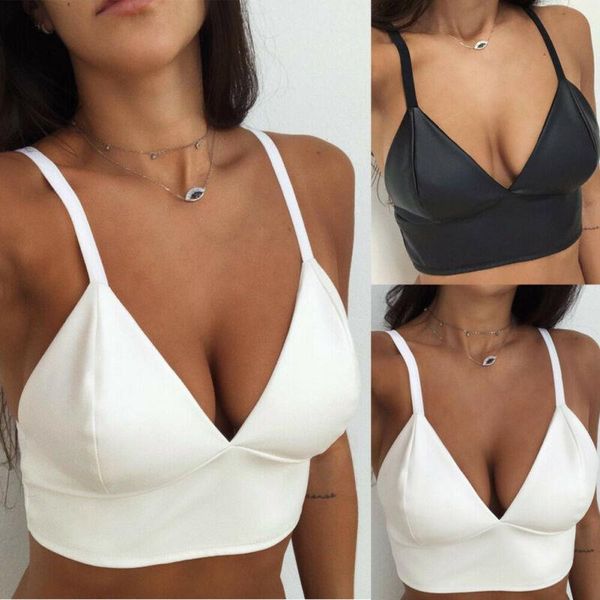 women vest crop pu leather v neck bralette bralet bra bustier tank camis sleeveless casual camisole, White
women vest crop pu leather v neck bralette bralet bra bustier tank camis sleeveless casual camisole, White