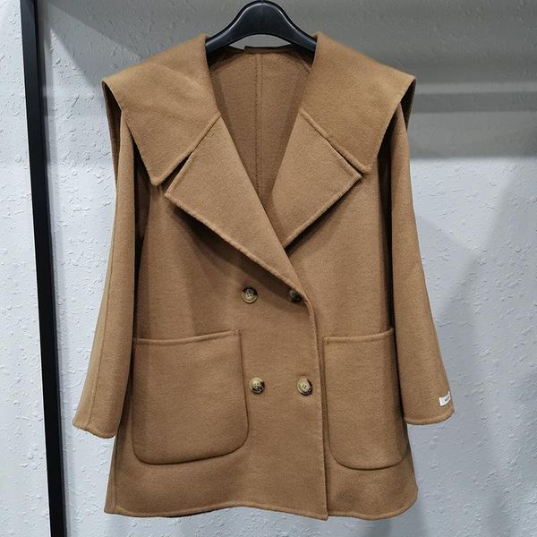 2020 autumn/winter warm cashmere coat female navy get loose brief paragraph small cloth coat web celebrity style, Black
2020 autumn/winter warm cashmere coat female navy get loose brief paragraph small cloth coat web celebrity style, Black