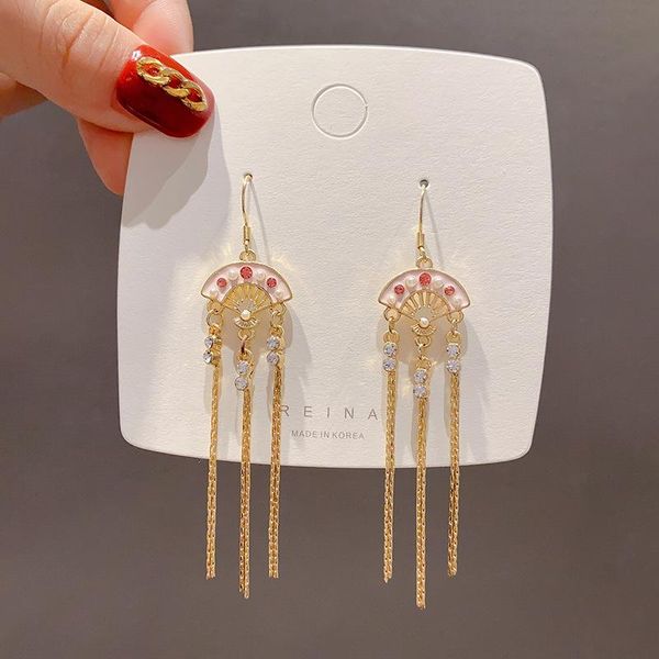 dangle & chandelier retro chinese style pink fan-shaped earrings women's long temperamental minority design sense fashion, Silver
dangle & chandelier retro chinese style pink fan-shaped earrings women's long temperamental minority design sense fashion, Silver