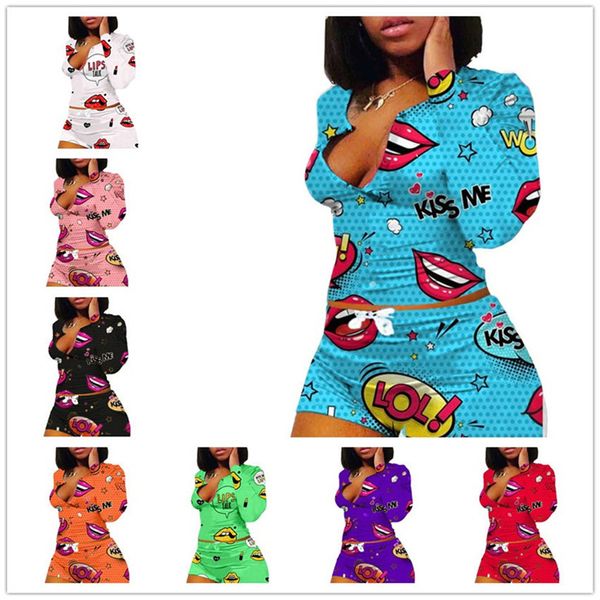 women clothes lips print long-sleeved t shirt shorts two pieces outfits home wear plus size fashion casual sport suits f112503, White
women clothes lips print long-sleeved t shirt shorts two pieces outfits home wear plus size fashion casual sport suits f112503, White