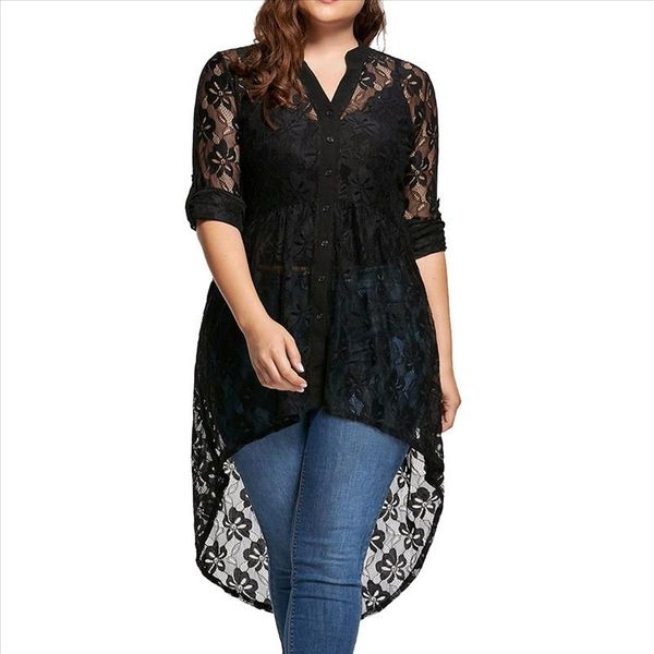 lace blusas femininas women ladies plus size blouse long sleeve lace shirt perspective button up female womens clothing, White
lace blusas femininas women ladies plus size blouse long sleeve lace shirt perspective button up female womens clothing, White