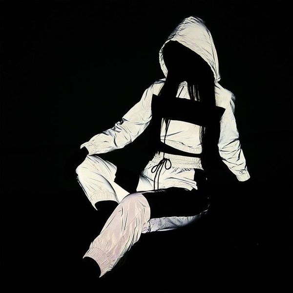 light reflective women jacket casual night sport suit woman cropped coat casaco feminino manteau womens hooded tracksuit 2in1, Gray
light reflective women jacket casual night sport suit woman cropped coat casaco feminino manteau womens hooded tracksuit 2in1, Gray