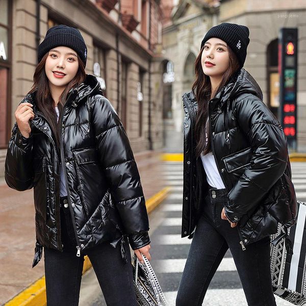 2020 winter new glossy down jacket women hooded korean long sleeve warm cotton coat padded jacket loose short woman parkas1, Black
2020 winter new glossy down jacket women hooded korean long sleeve warm cotton coat padded jacket loose short woman parkas1, Black