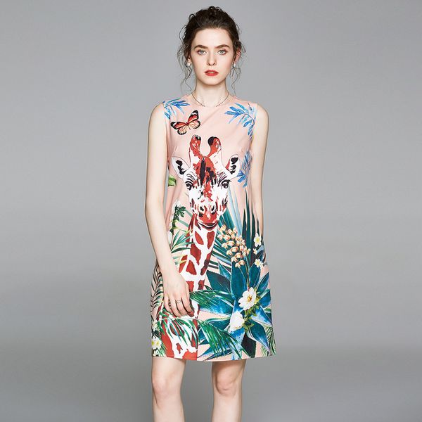 2021 merchall new spring summer runway fashion giraffe print mini women's sleeveless jungle party a line gm00, Black;gray
2021 merchall new spring summer runway fashion giraffe print mini women's sleeveless jungle party a line gm00, Black;gray