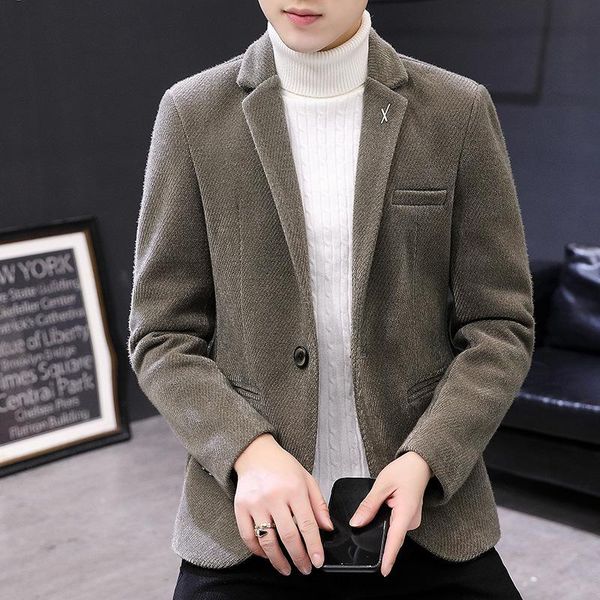 men's suits & blazers 2021 winter thick woolen suit, youth slim trend casual blazer, White;black
men's suits & blazers 2021 winter thick woolen suit, youth slim trend casual blazer, White;black