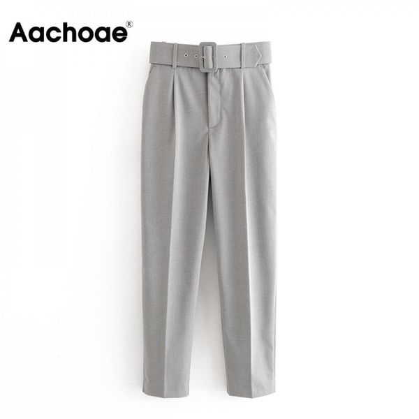 aachoae women office lady gray suit pants with belt high waist casual long trousers female pockets pleated solid pants 201109, Black;white
aachoae women office lady gray suit pants with belt high waist casual long trousers female pockets pleated solid pants 201109, Black;white